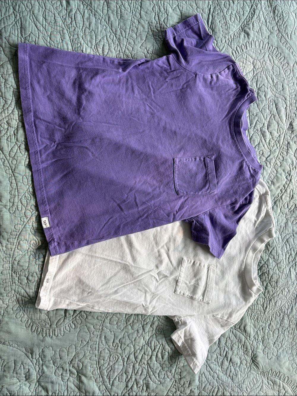 GAP Short Sleeve Pocket T-Shirts - Purple & White Set, size M (8)